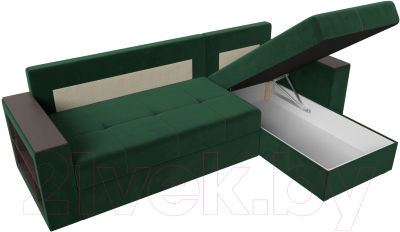 Диван угловой Лига Диванов Дубай лайт правый / 114150 (велюр зеленый)