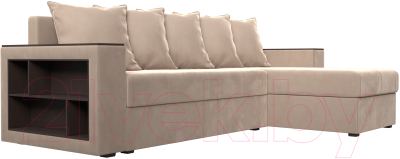 Диван угловой Лига Диванов Дубай лайт правый / 114151 (велюр бежевый)