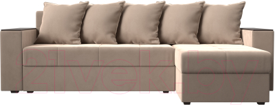 Диван угловой Лига Диванов Дубай лайт правый / 114151 (велюр бежевый)