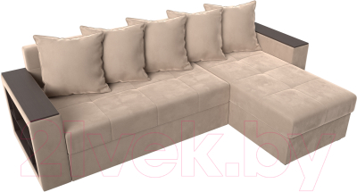 Диван угловой Лига Диванов Дубай лайт правый / 114151 (велюр бежевый)
