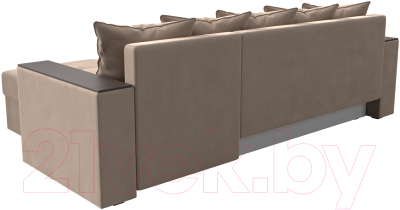 Диван угловой Лига Диванов Дубай лайт правый / 114151 (велюр бежевый)