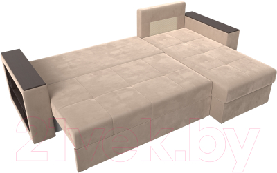 Диван угловой Лига Диванов Дубай лайт правый / 114151 (велюр бежевый)