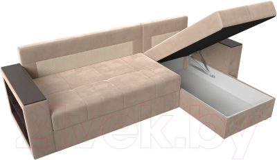 Диван угловой Лига Диванов Дубай лайт правый / 114151 (велюр бежевый)