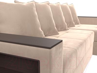 Диван угловой Лига Диванов Дубай лайт правый / 114151 (велюр бежевый)