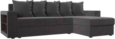 Диван угловой Лига Диванов Дубай лайт правый / 114152 (велюр серый) - фото