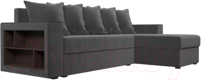 Диван угловой Лига Диванов Дубай лайт правый / 114152 (велюр серый)