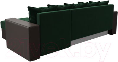 Диван угловой Лига Диванов Дубай лайт правый / 114158 (велюр зеленый/экокожа коричневый)