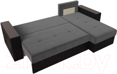 Диван угловой Лига Диванов Дубай лайт правый / 114160 (велюр серый/экокожа черный)