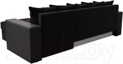 Диван угловой Лига Диванов Дубай лайт правый / 114161 (велюр черный/экокожа черный)