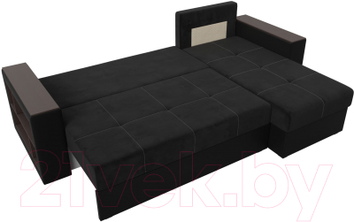 Диван угловой Лига Диванов Дубай лайт правый / 114161 (велюр черный/экокожа черный)