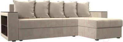 Диван угловой Лига Диванов Дубай лайт правый / 114163 (микровельвет бежевый) - фото