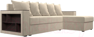 Диван угловой Лига Диванов Дубай лайт правый / 114163 (микровельвет бежевый)