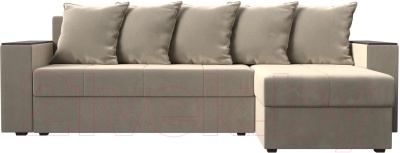 Диван угловой Лига Диванов Дубай лайт правый / 114163 (микровельвет бежевый)