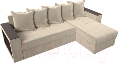 Диван угловой Лига Диванов Дубай лайт правый / 114163 (микровельвет бежевый)