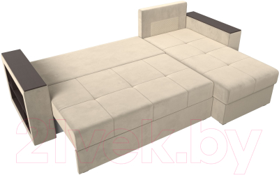 Диван угловой Лига Диванов Дубай лайт правый / 114163 (микровельвет бежевый)