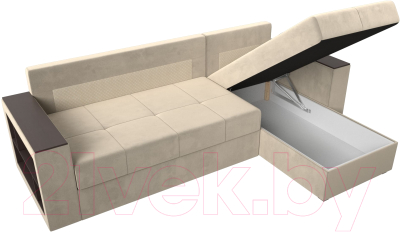 Диван угловой Лига Диванов Дубай лайт правый / 114163 (микровельвет бежевый)
