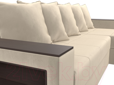 Диван угловой Лига Диванов Дубай лайт правый / 114163 (микровельвет бежевый)
