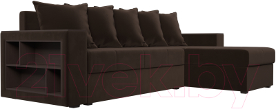 Диван угловой Лига Диванов Дубай лайт правый / 114164 (микровельвет коричневый)