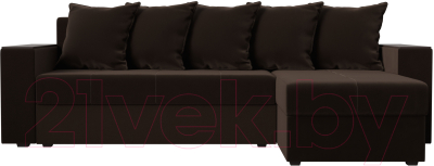 Диван угловой Лига Диванов Дубай лайт правый / 114164 (микровельвет коричневый)