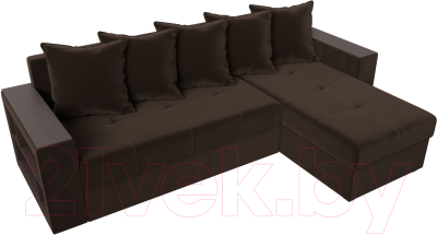 Диван угловой Лига Диванов Дубай лайт правый / 114164 (микровельвет коричневый)