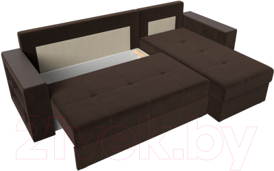 Диван угловой Лига Диванов Дубай лайт правый / 114164 (микровельвет коричневый)