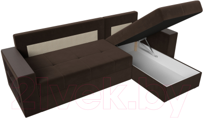 Диван угловой Лига Диванов Дубай лайт правый / 114164 (микровельвет коричневый)