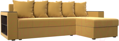 Диван угловой Лига Диванов Дубай лайт правый / 114165 (микровельвет желтый) - фото