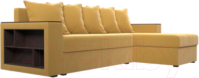 Диван угловой Лига Диванов Дубай лайт правый / 114165 (микровельвет желтый)