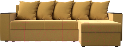 Диван угловой Лига Диванов Дубай лайт правый / 114165 (микровельвет желтый)