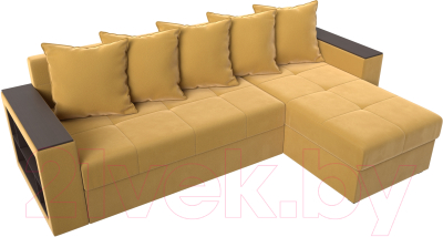 Диван угловой Лига Диванов Дубай лайт правый / 114165 (микровельвет желтый)