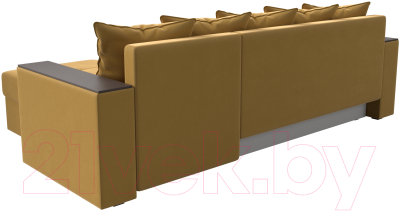 Диван угловой Лига Диванов Дубай лайт правый / 114165 (микровельвет желтый)