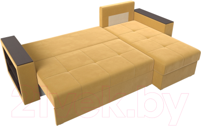 Диван угловой Лига Диванов Дубай лайт правый / 114165 (микровельвет желтый)