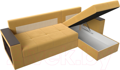 Диван угловой Лига Диванов Дубай лайт правый / 114165 (микровельвет желтый)
