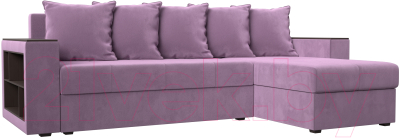Диван угловой Лига Диванов Дубай лайт правый / 114167 (микровельвет сиреневый) - фото