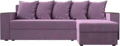 Диван угловой Лига Диванов Дубай лайт правый / 114167 (микровельвет сиреневый)