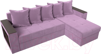 Диван угловой Лига Диванов Дубай лайт правый / 114167 (микровельвет сиреневый)