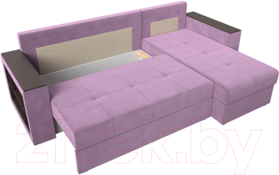 Диван угловой Лига Диванов Дубай лайт правый / 114167 (микровельвет сиреневый)