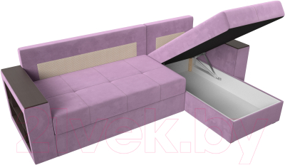 Диван угловой Лига Диванов Дубай лайт правый / 114167 (микровельвет сиреневый)