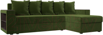 Диван угловой Лига Диванов Дубай лайт правый / 114168 (микровельвет зеленый) - фото