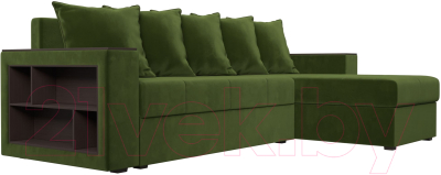 Диван угловой Лига Диванов Дубай лайт правый / 114168 (микровельвет зеленый)
