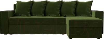 Диван угловой Лига Диванов Дубай лайт правый / 114168 (микровельвет зеленый)