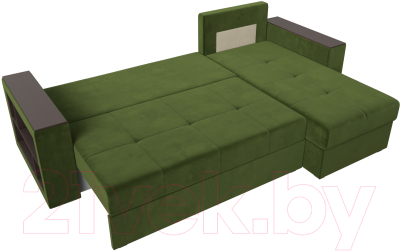 Диван угловой Лига Диванов Дубай лайт правый / 114168 (микровельвет зеленый)