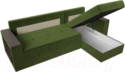 Диван угловой Лига Диванов Дубай лайт правый / 114168 (микровельвет зеленый)