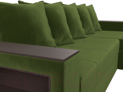 Диван угловой Лига Диванов Дубай лайт правый / 114168 (микровельвет зеленый)