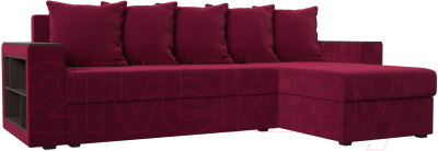 Диван угловой Лига Диванов Дубай лайт правый / 114169 (микровельвет бордовый) - фото