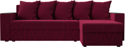 Диван угловой Лига Диванов Дубай лайт правый / 114169 (микровельвет бордовый)