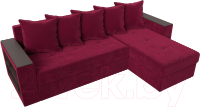 Диван угловой Лига Диванов Дубай лайт правый / 114169 (микровельвет бордовый)