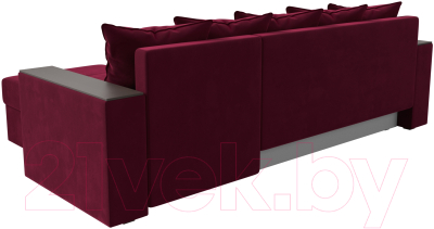 Диван угловой Лига Диванов Дубай лайт правый / 114169 (микровельвет бордовый)