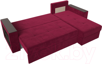 Диван угловой Лига Диванов Дубай лайт правый / 114169 (микровельвет бордовый)
