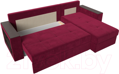 Диван угловой Лига Диванов Дубай лайт правый / 114169 (микровельвет бордовый)